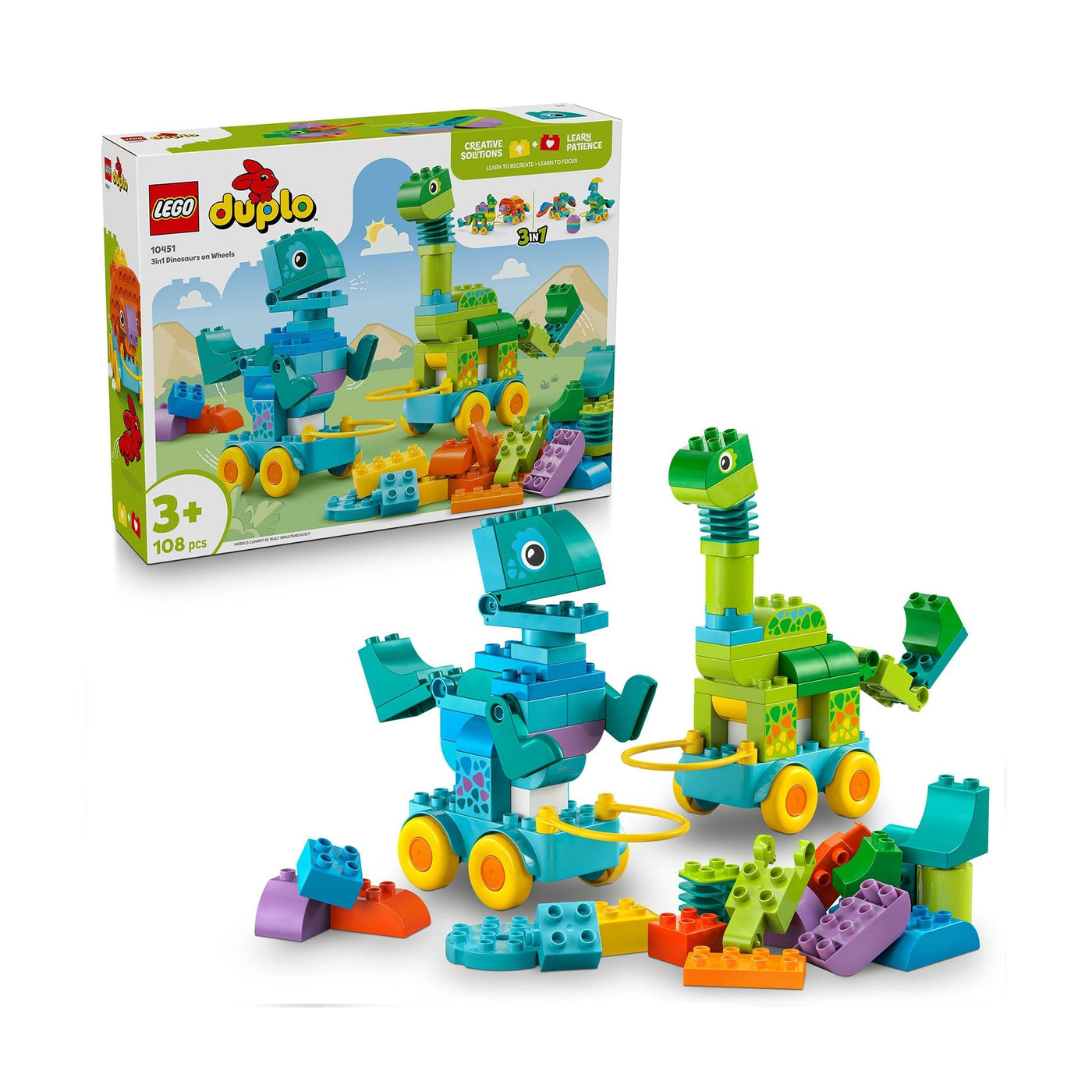LEGO Duplo 3 in 1 Dinosaurs on Wheels - 10451