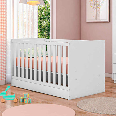 Trinity 2 in 1  Convertible Baby Cot to Bed - White