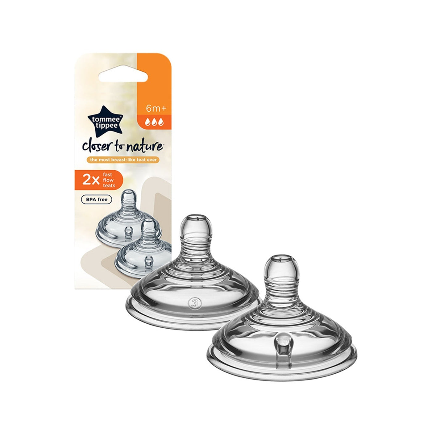 Tommee Tippee Closer to Nature 2 Medium Flow Teats 6M+