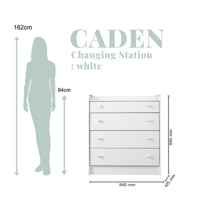 Caden Baby Changing Station White 4 drawer