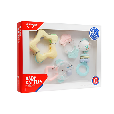HE0126 - Baby Teether Rattles 4PC Pestle Colours