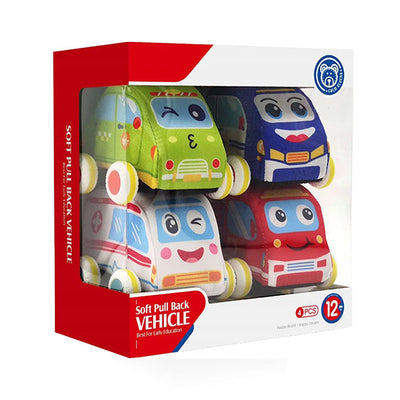 HE0204 - Mini Soft Vehicle Pull Back 4PC (Green & White)