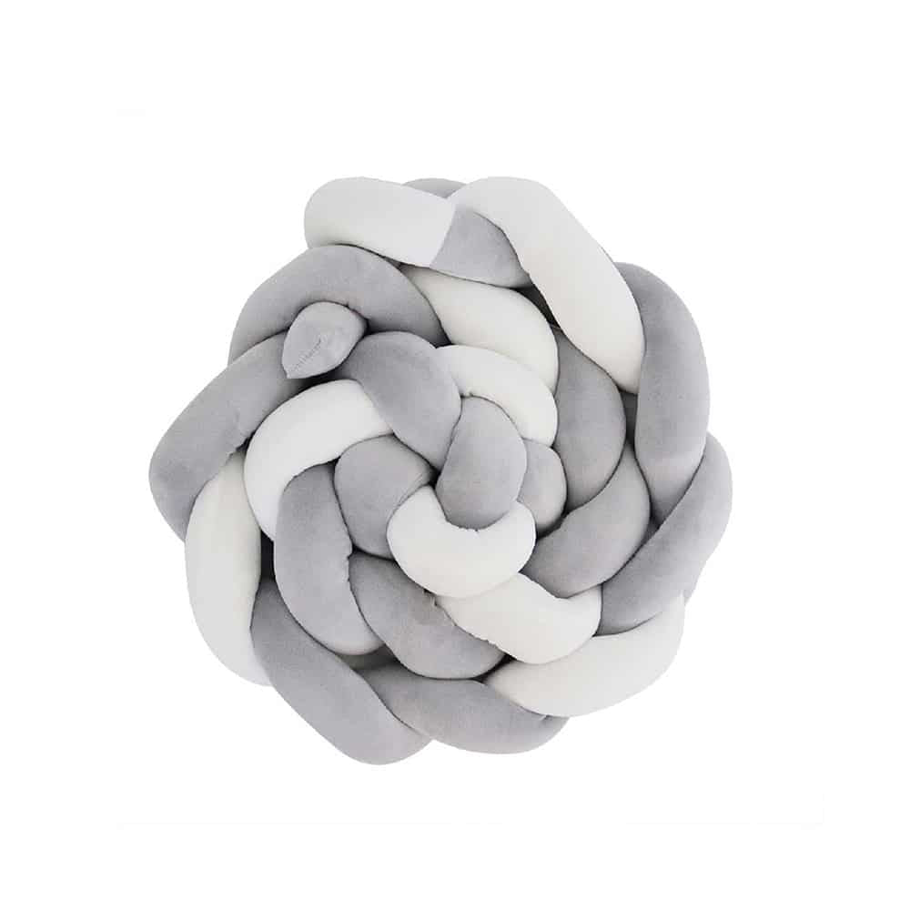 Knotted Cot Bumper - White & Grey