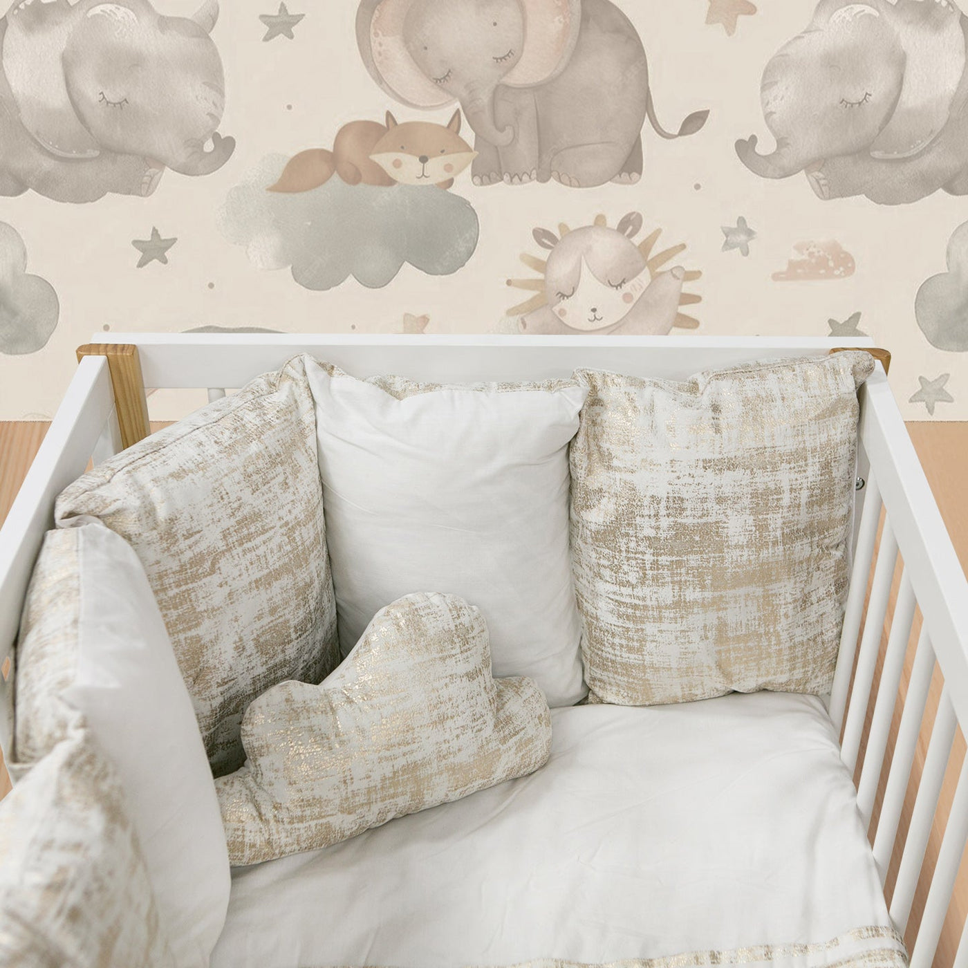 Plush Designer 5 Piece Set - White & Gold Foil