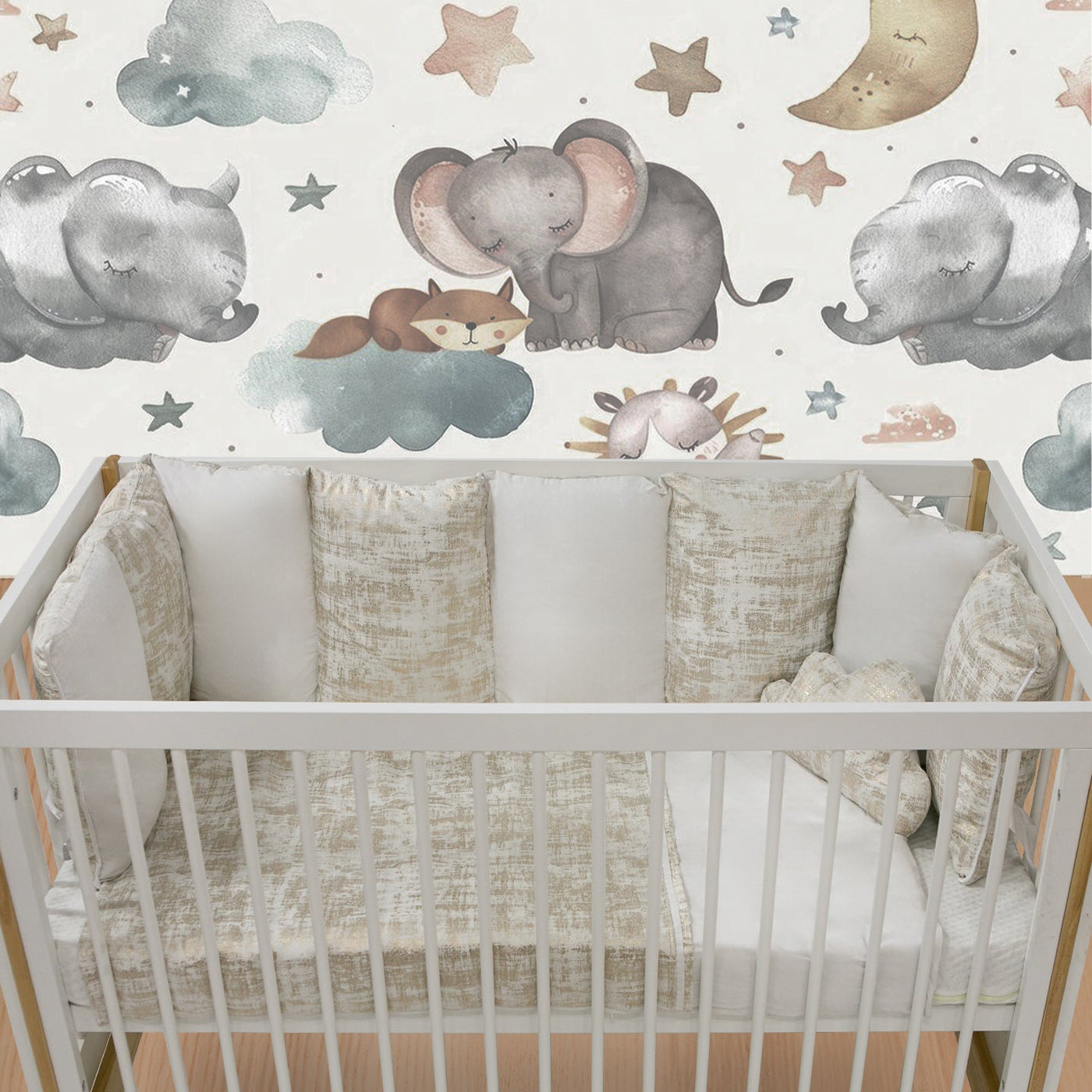 Plush Designer 5 Piece Set - White & Gold Foil