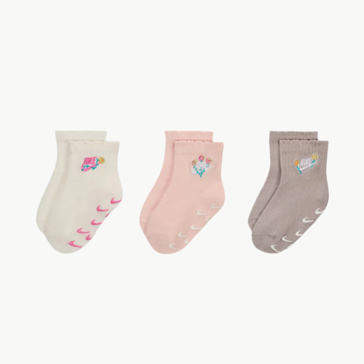 NHG Nike Girls 3 Pack Flowral Socks - Sail