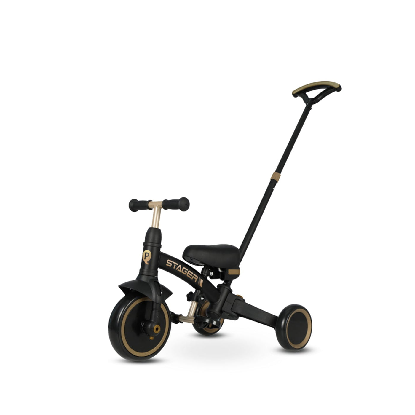 QPLAY Stager 3 IN 1 Tricycle W/Child Pushchair - Black & Gold