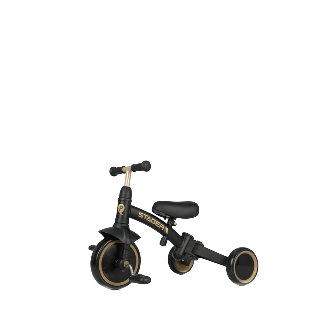 QPLAY Stager 3 IN 1 Tricycle W/Child Pushchair - Black & Gold