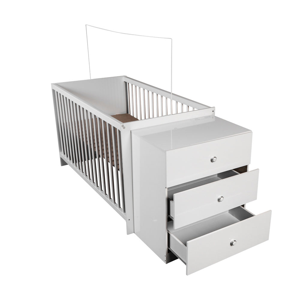 Teagan Cot & All in one Nursery Station - Grey