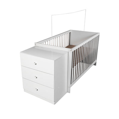 Teagan Cot & All in one Nursery Station - Grey