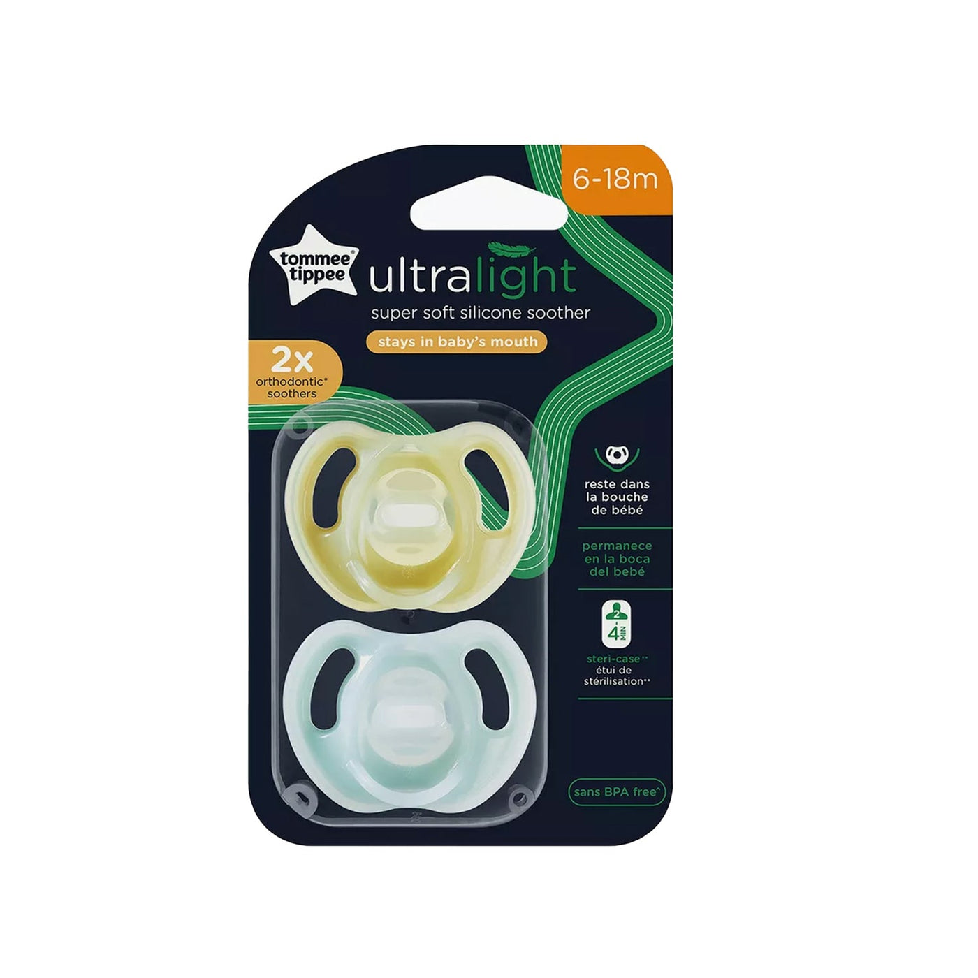Tommee Tippee Ultra Light Silicone Soother 6-18M 2Pk