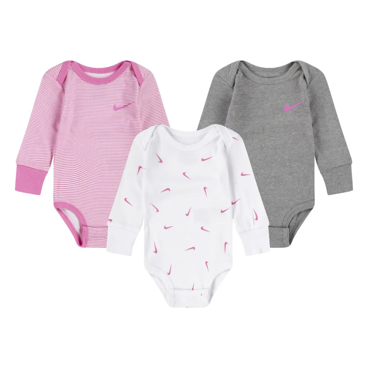 Nike Baby Long Sleeve 3 Pack - White Playful Pink
