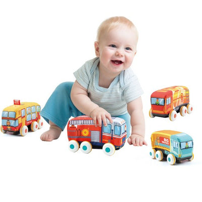 HE0242 - Pullback Cloth Car Bus and truck 2PC